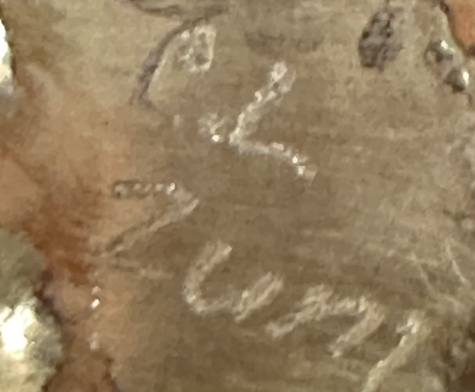 Hallmark possibly of C Lamy (possible attribution), reading CL Zuni, with a C handscript symbol