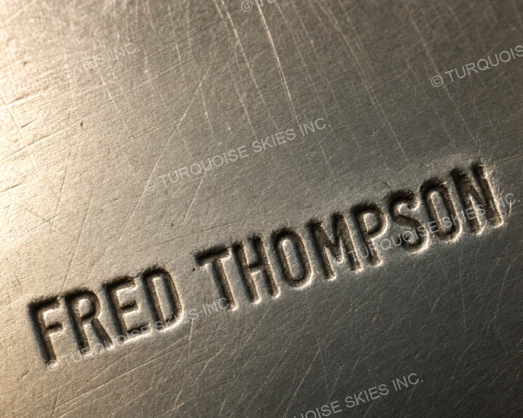 Hallmark of Fred Thompson, reading FRED THOMPSON