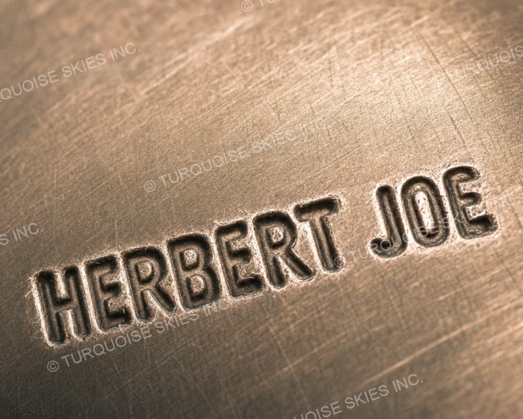 Hallmark of Herbert Joe, reading HERBERT JOE