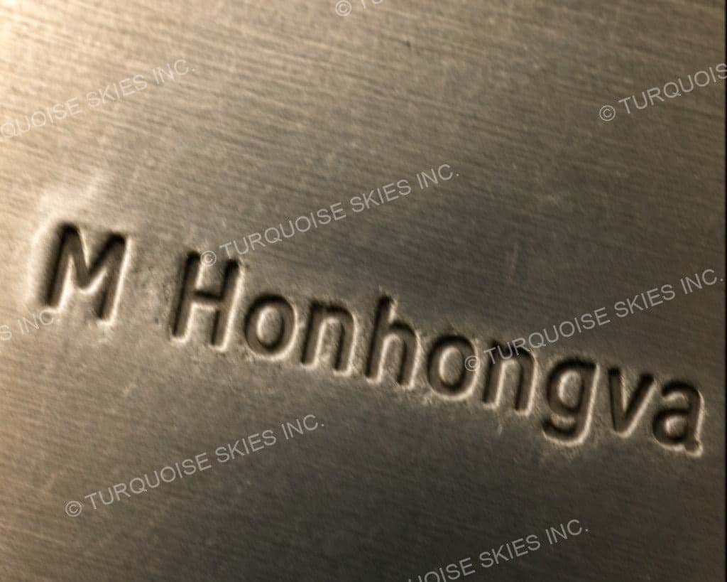 Hallmark of Marlin Honhongva, reading M Honhongva