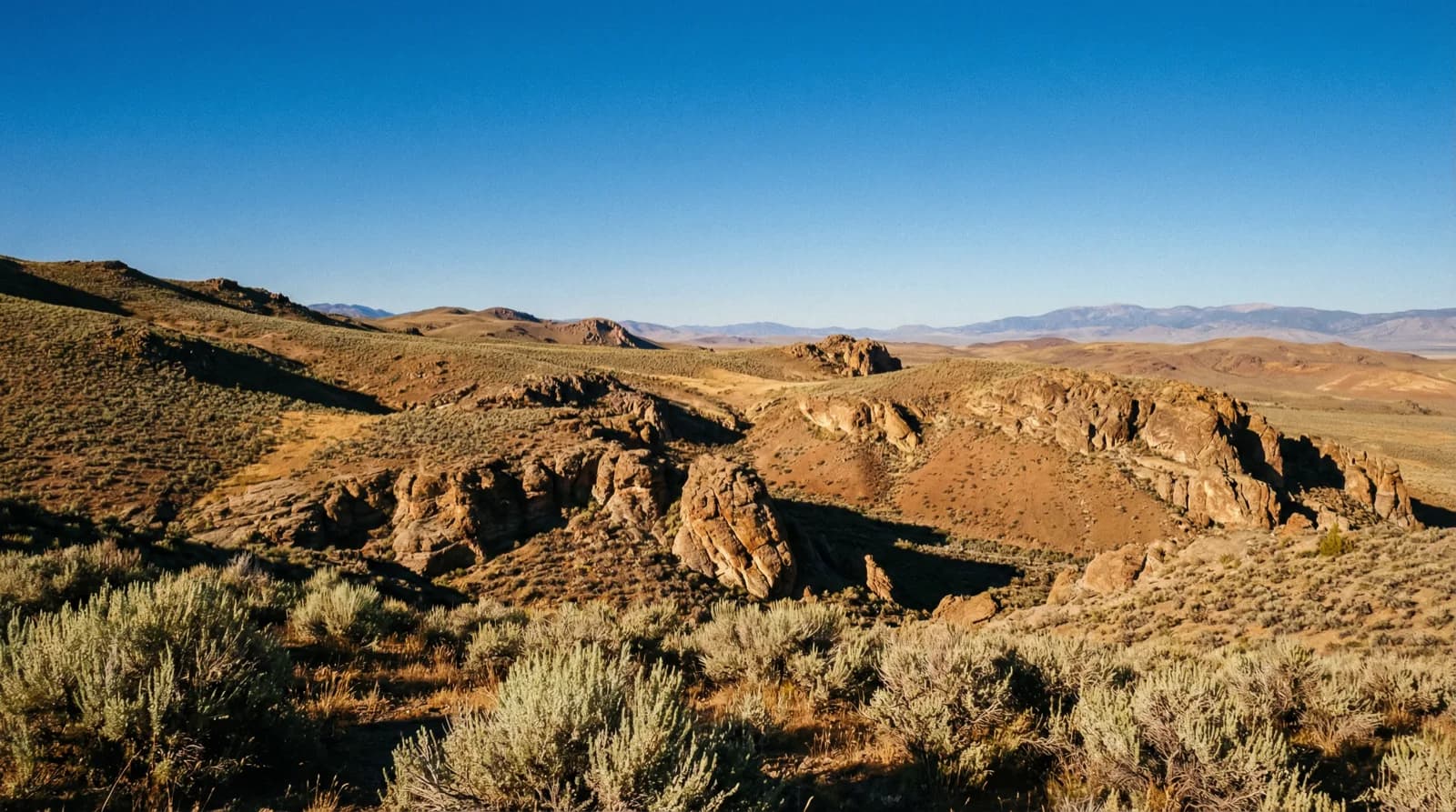 Panoramic view of the high desert terrain in Lander County, Nevada where Number 8 turquoise was mined