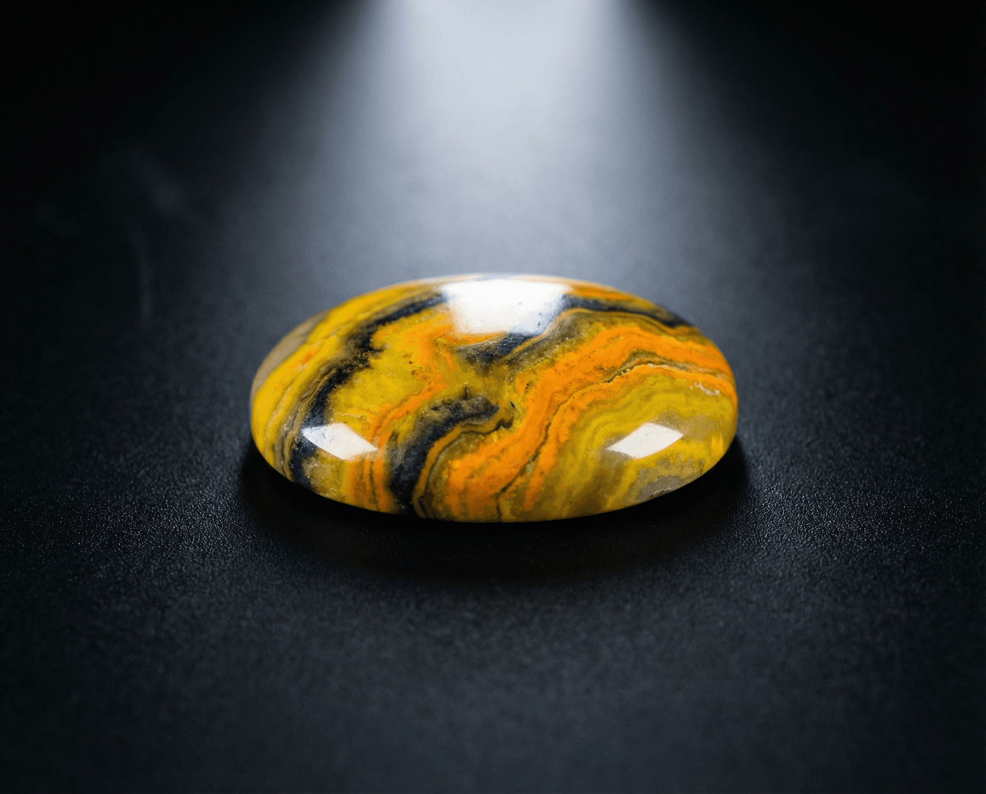 Polished Bumblebee Jasper cabochon