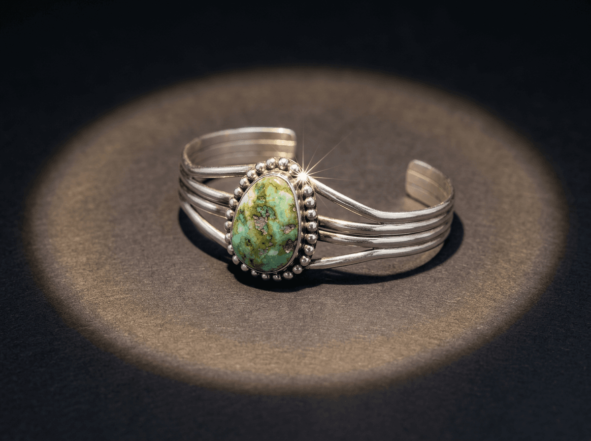 Sterling Silver Sonora Gold Turquoise Bracelet - Size 7 #018 - image 1 of 1