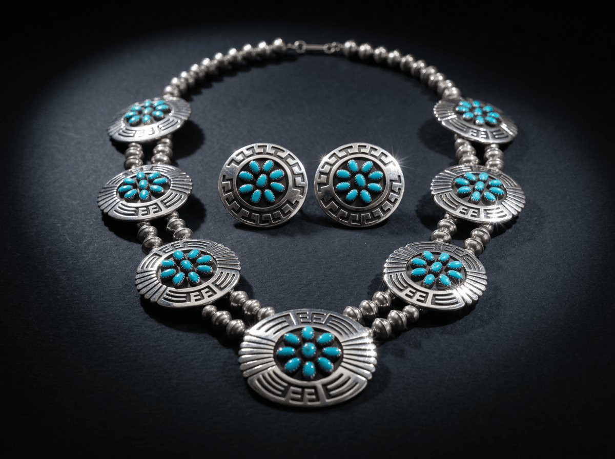 Sterling Silver Kingman Turquoise Jewelry Set #028 - image 1 of 1