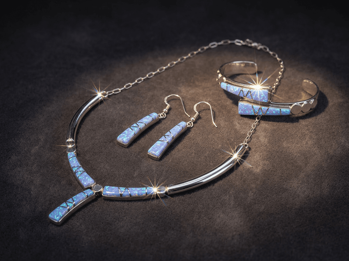 Sterling Silver Opal Jewelry Set #020 - image 1 of 1