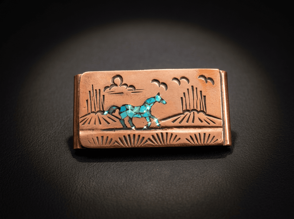 Copper Kingman Turquoise Money Clip #005 - image 1 of 1