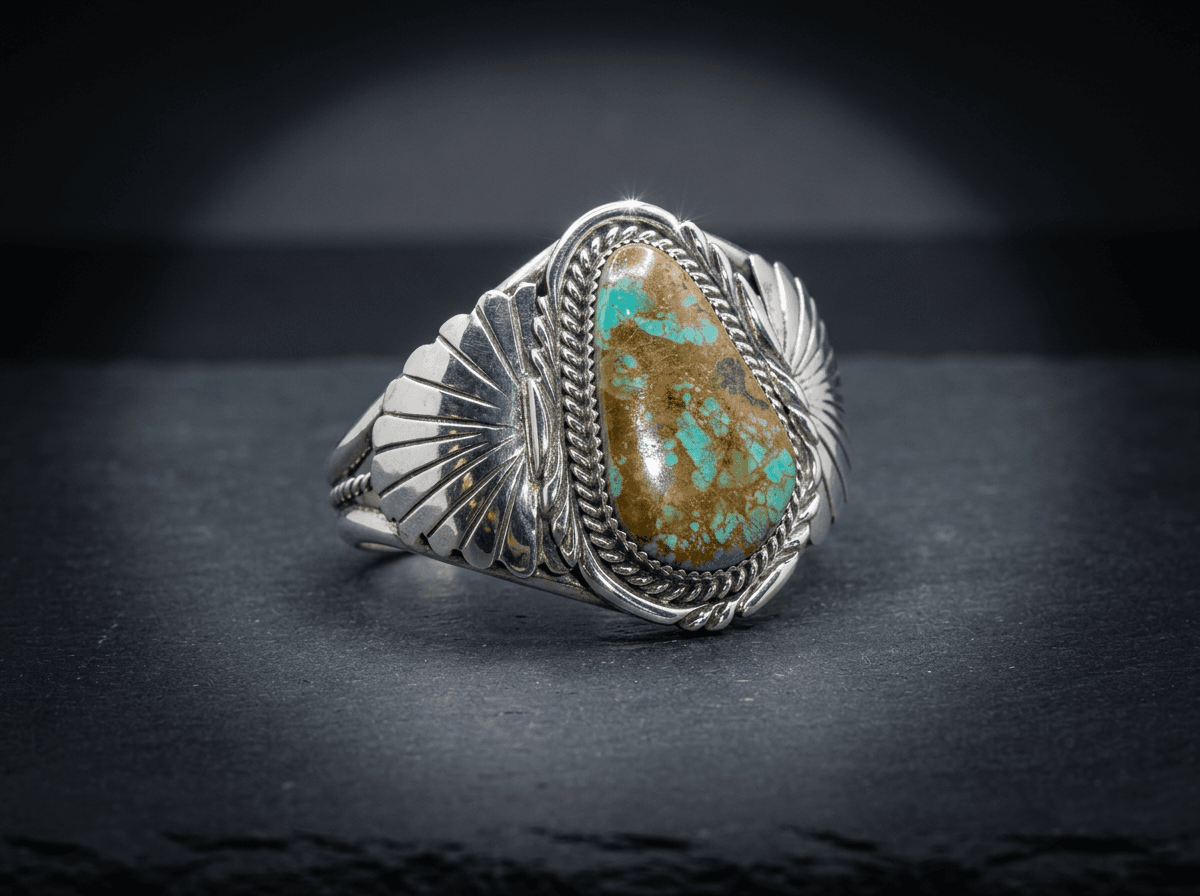 Sterling Silver Royston Turquoise Bracelet - Size 7 #009 - image 1 of 1