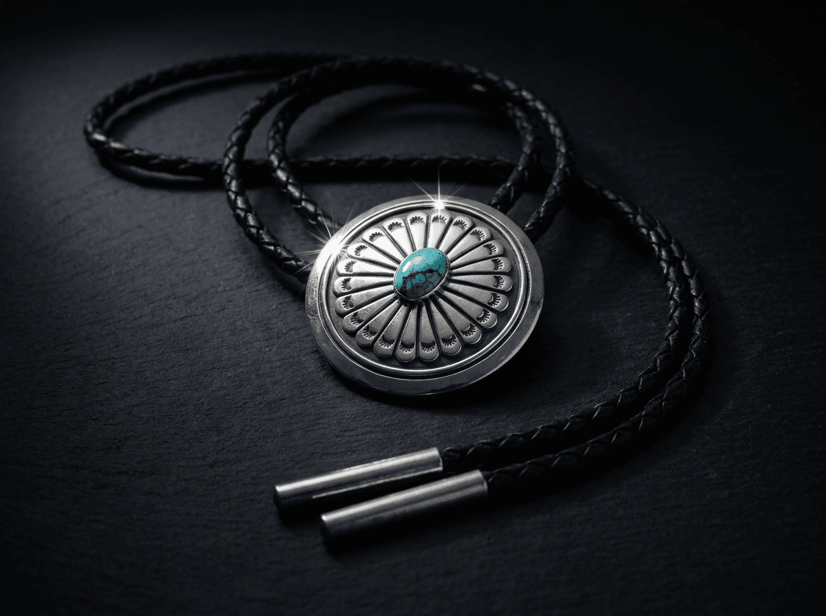 Sterling Silver Kingman Turquoise Bolo Tie - Adjustable #019 - image 1 of 1