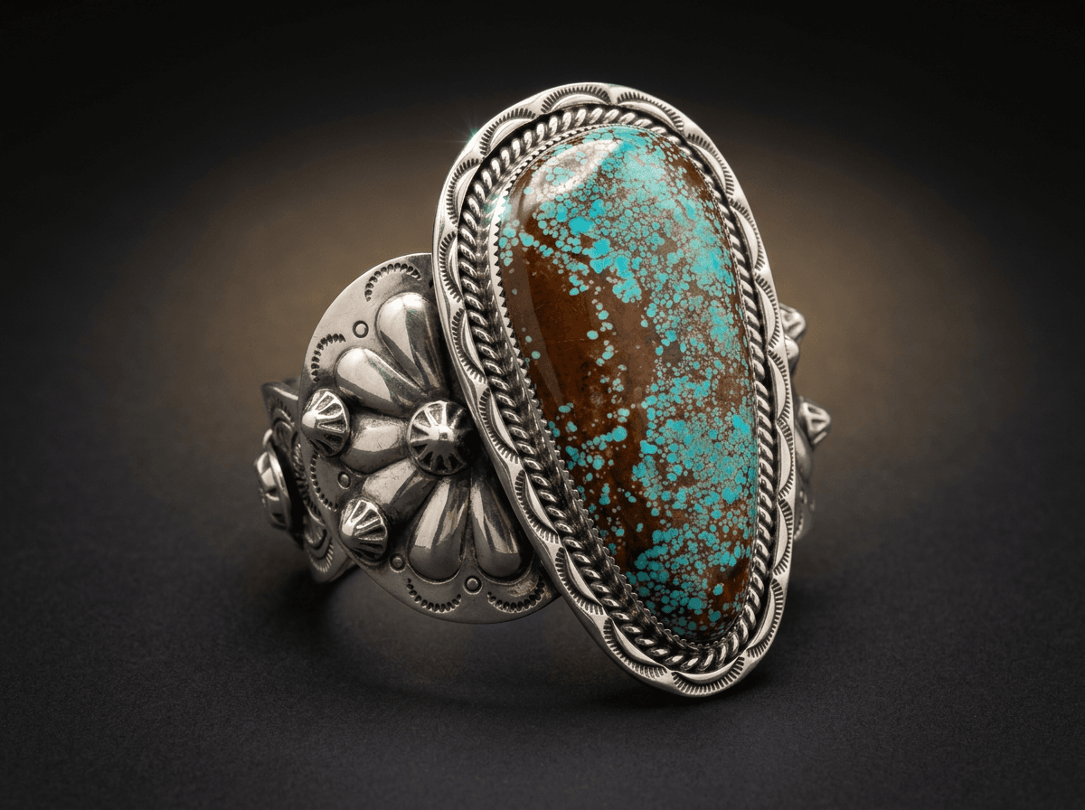 Sterling Silver Number 8 Turquoise Bracelet - Size 7.5 #003 - image 1 of 1