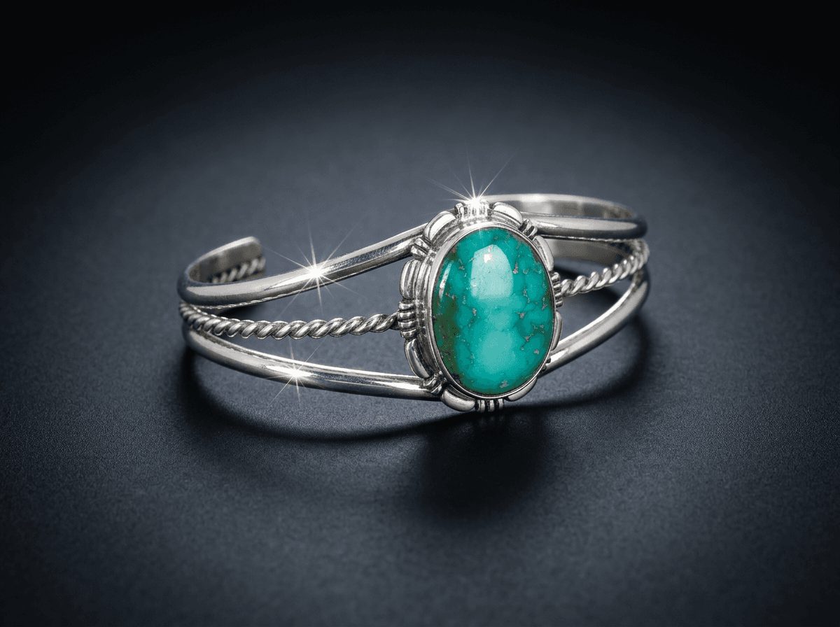 Sterling Silver Sonora Gold Turquoise Bracelet - Size 7 #017 - image 1 of 1