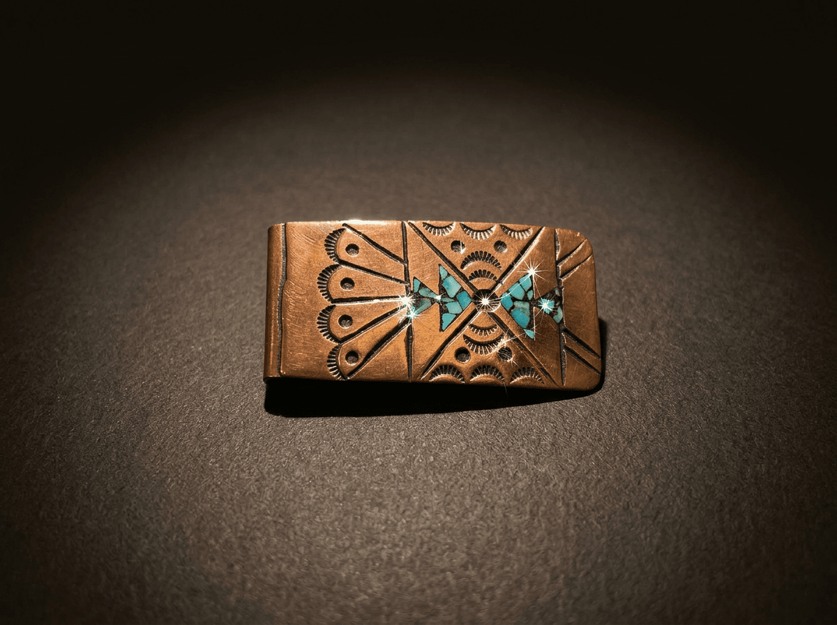 Copper Kingman Turquoise Money Clip #007 - image 1 of 1