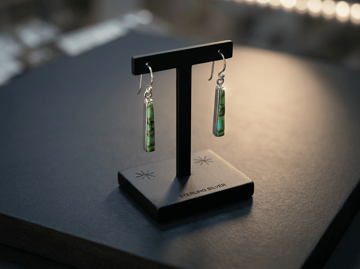 Sterling Silver Sonora Gold Turquoise Earrings - Dangle #023 - image 1 of 1