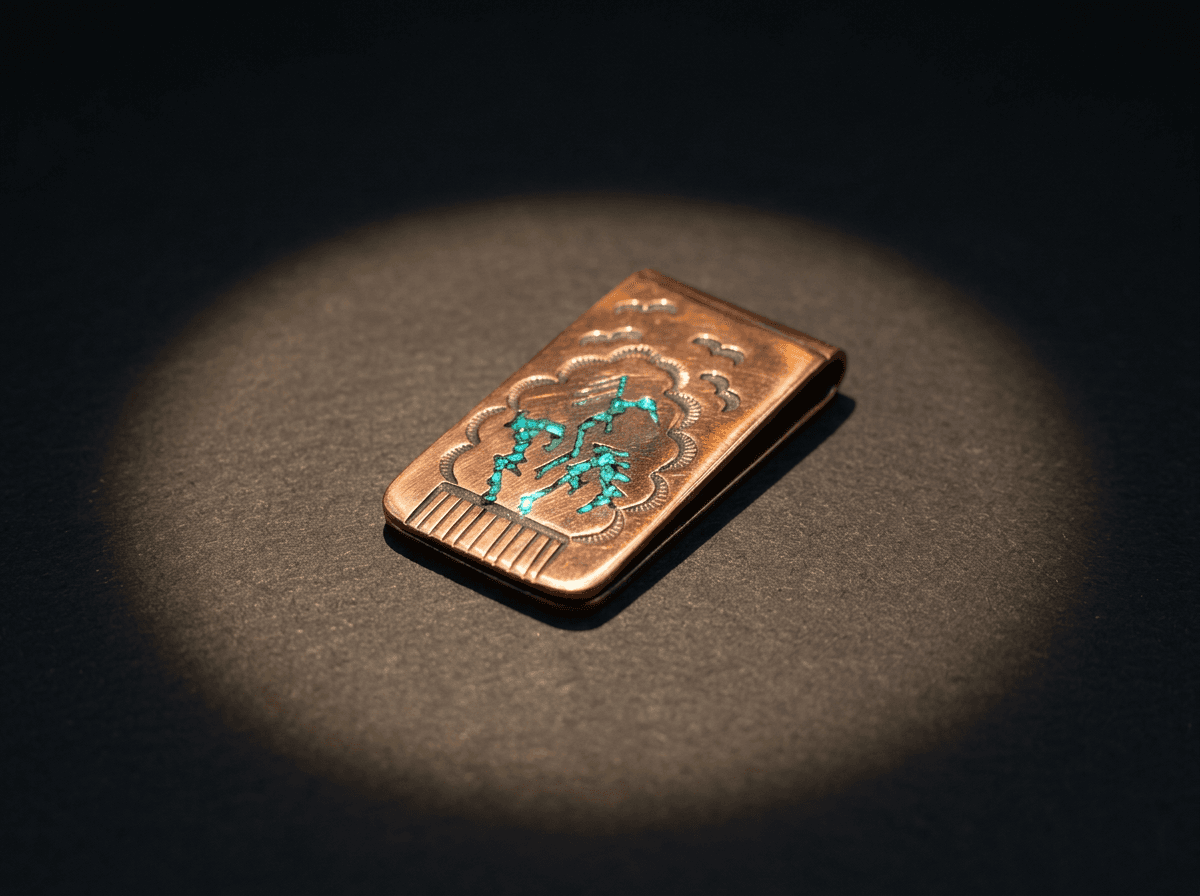 Copper Kingman Turquoise Money Clip #006 - image 1 of 1