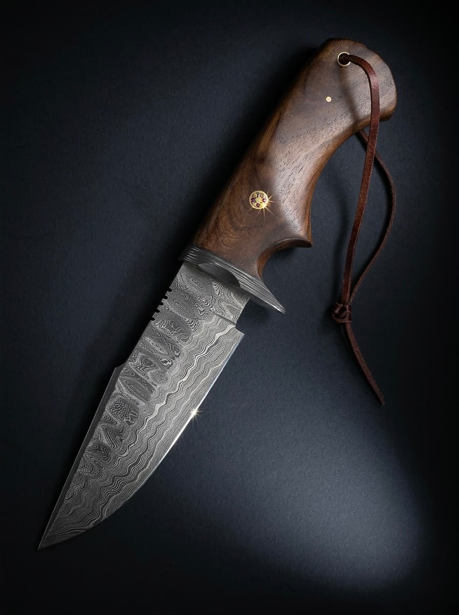 Wood Damascus Steel Fixed Blade Knife - 5 in. #001 - image 1 of 1