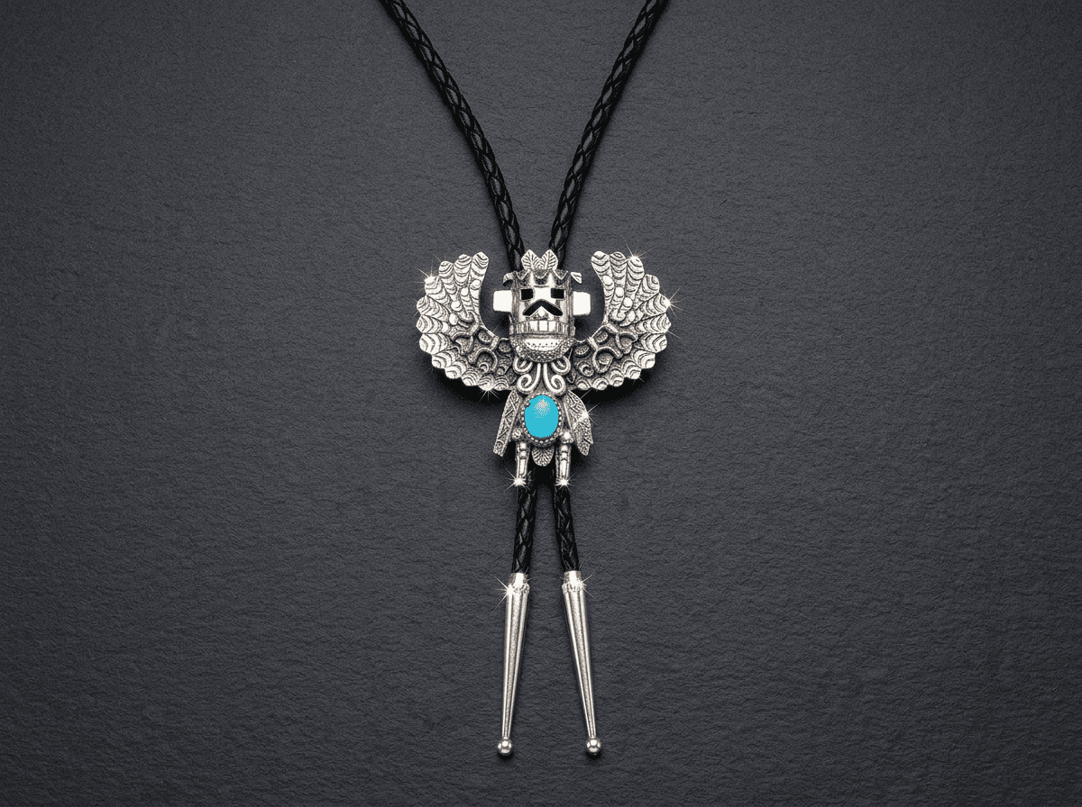 Sterling Silver Kingman Turquoise Bolo Tie - Adjustable #001 - image 1 of 1