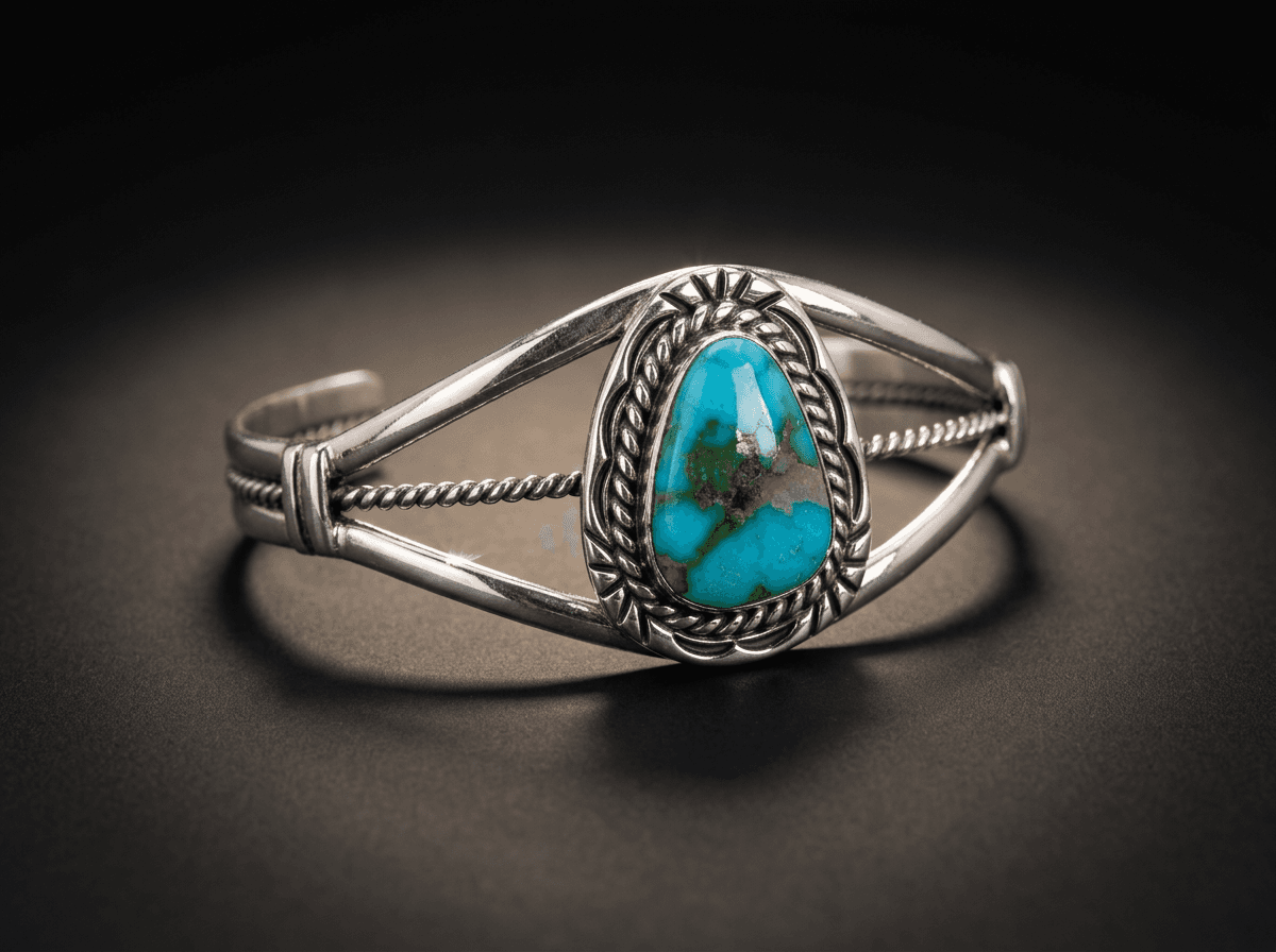 Sterling Silver Sonora Gold Turquoise Bracelet - Size 7 #016 - image 1 of 1