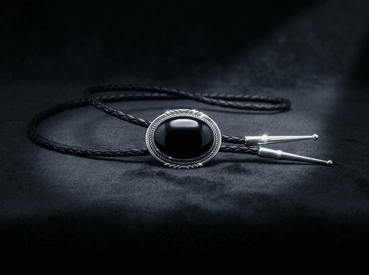 Sterling Silver Onyx Bolo Tie - Adjustable #014 - image 1 of 1
