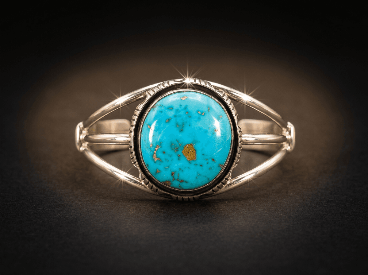 Sterling Silver Sonora Gold Turquoise Bracelet - Size 7 #020 - image 1 of 1