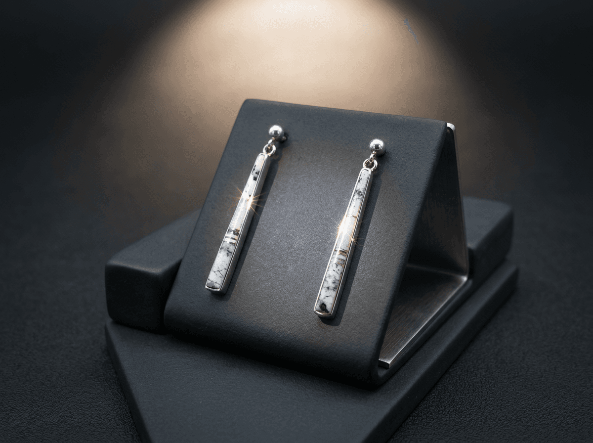 Sterling Silver White Buffalo Earrings - Post #024 - image 1 of 1