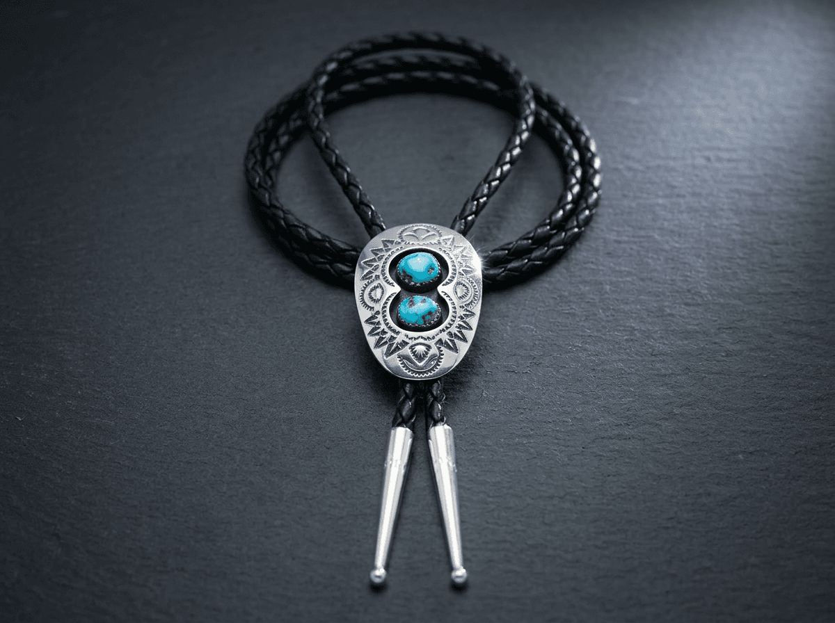 Sterling Silver Kingman Turquoise Bolo Tie - Adjustable #013 - image 1 of 1