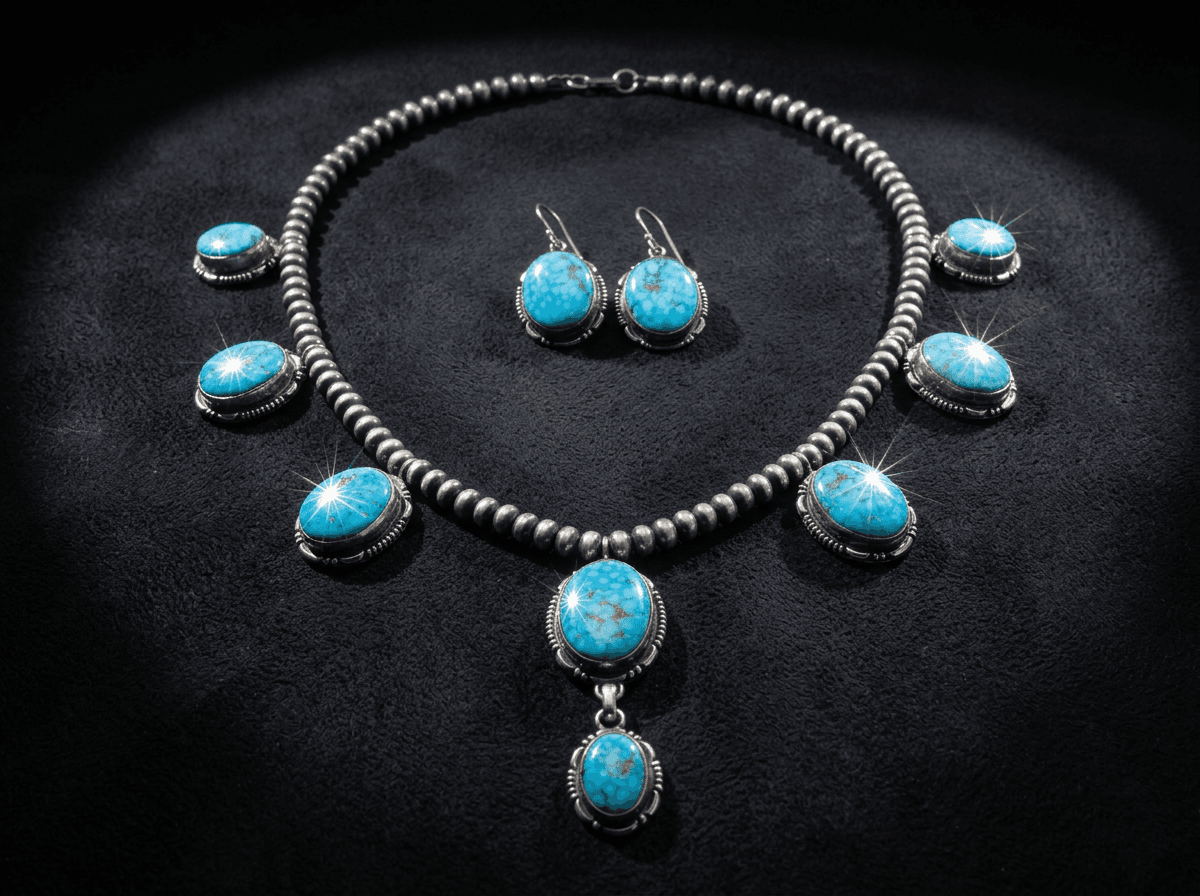 Sterling Silver Kingman Turquoise Jewelry Set #029 - image 1 of 1