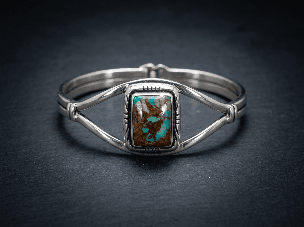 Sterling Silver Royston Turquoise Bracelet - Size 7 #007 - image 1 of 1