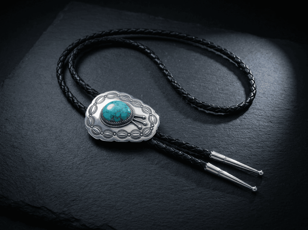 Sterling Silver Kingman Turquoise Bolo Tie - Adjustable #016 - image 1 of 1