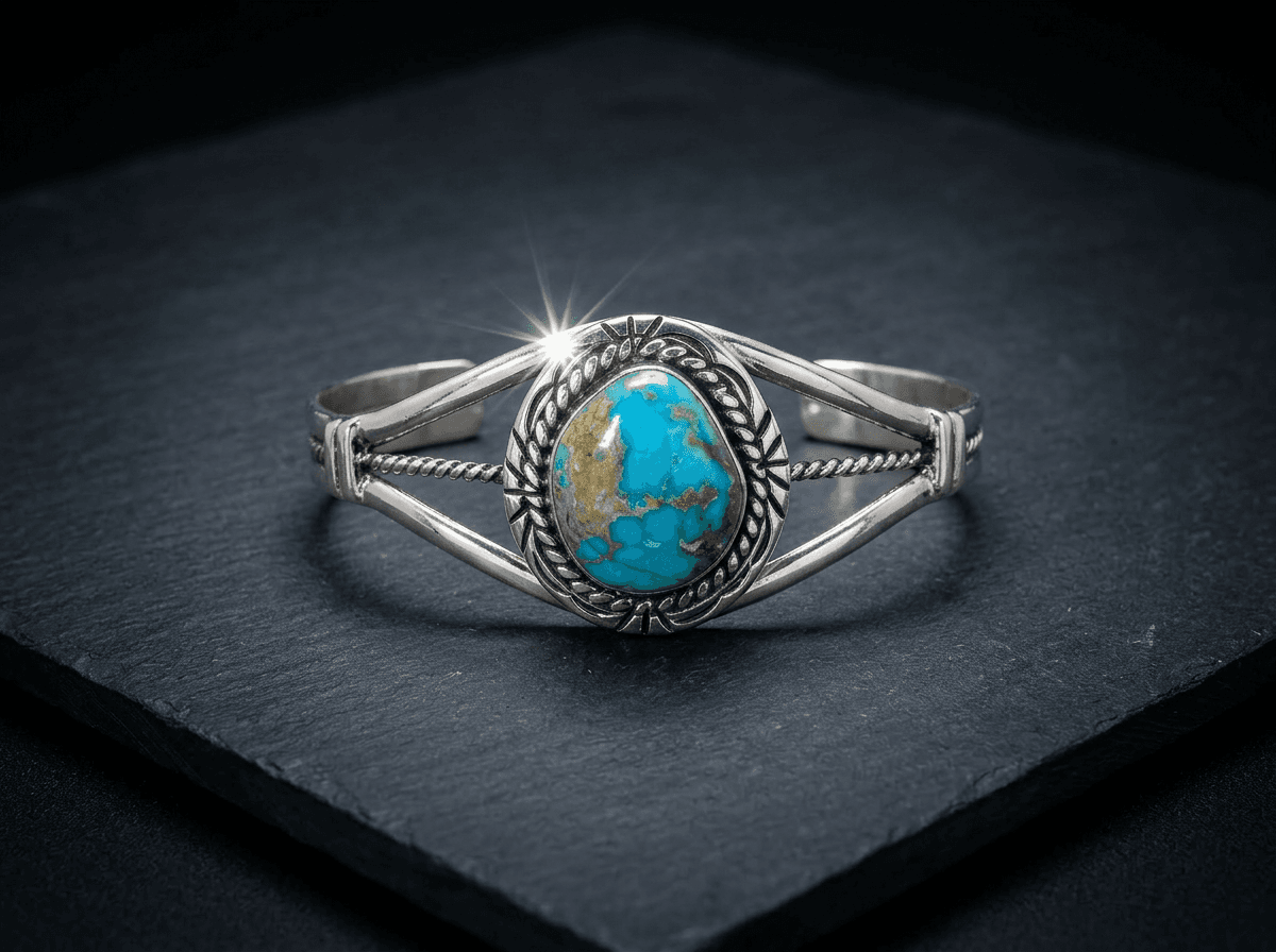 Sterling Silver Sonora Gold Turquoise Bracelet - Size 7 #015 - image 1 of 1