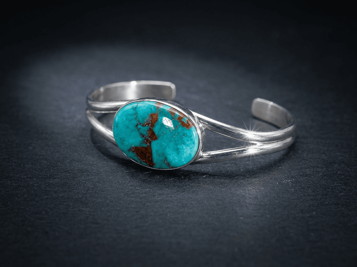 Sterling Silver Royston Turquoise Bracelet - Size 7 #006 - image 1 of 1