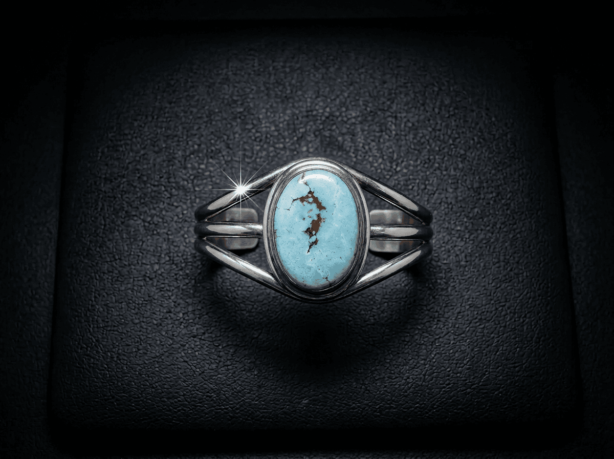 Sterling Silver Golden Hills Turquoise Bracelet - Size 7 #012 - image 1 of 1