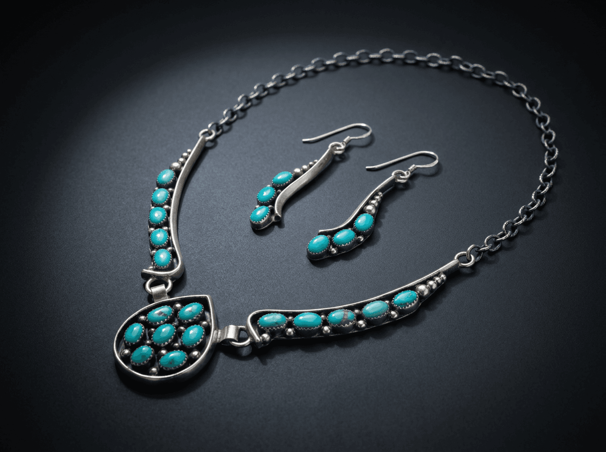 Sterling Silver Kingman Turquoise Jewelry Set #005 - image 1 of 1