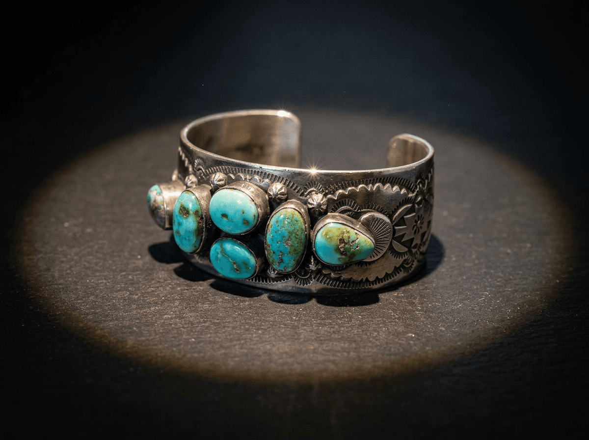 Sterling Silver Sonora Gold Turquoise Bracelet - Size 7.5 #012 - image 1 of 1