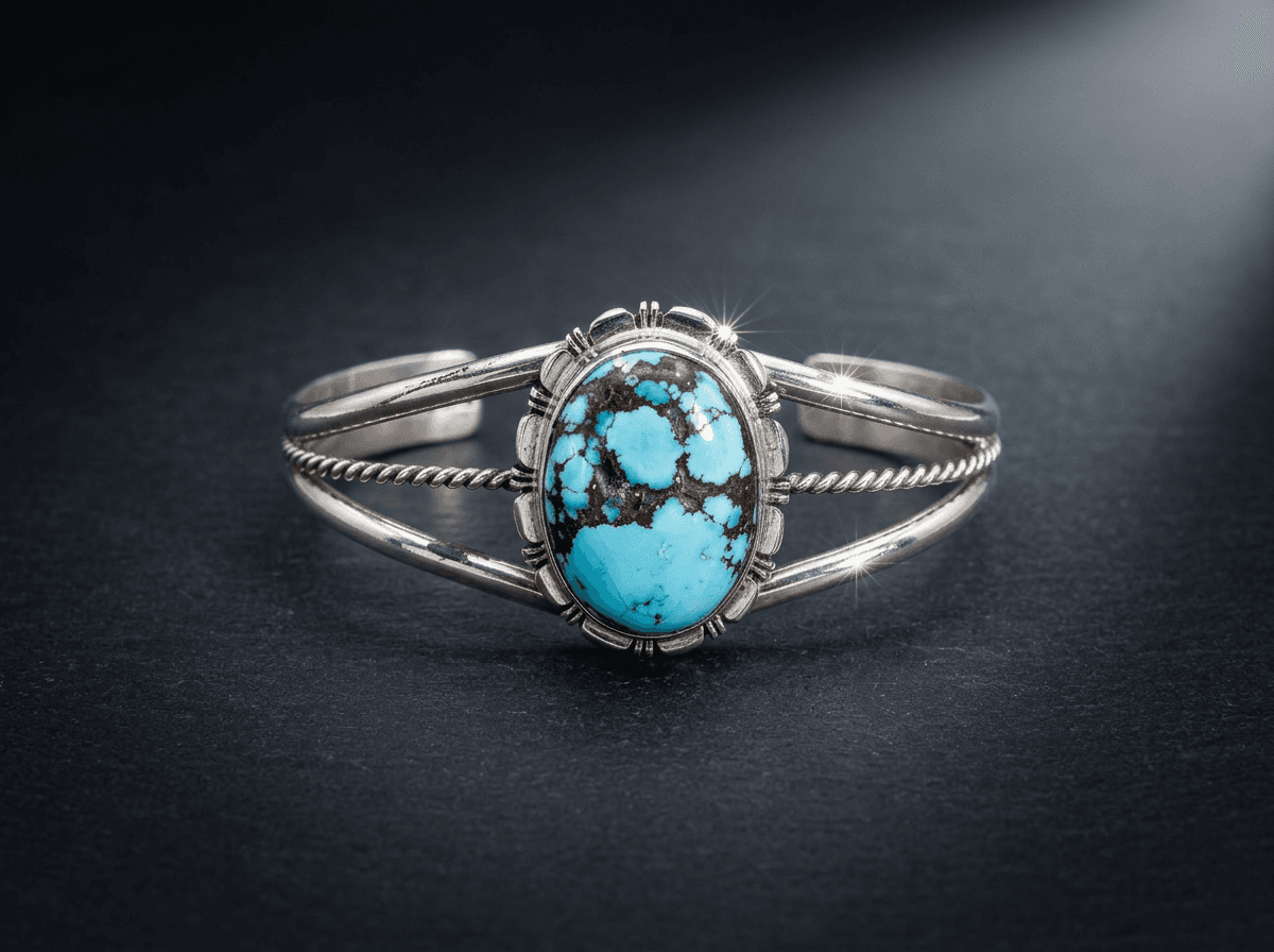 Sterling Silver Golden Hills Turquoise Bracelet - Size 7 #034 - image 1 of 1