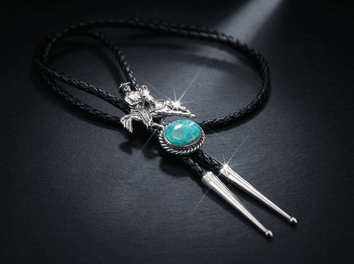 Sterling Silver Kingman Turquoise Bolo Tie - Adjustable #017 - image 1 of 1