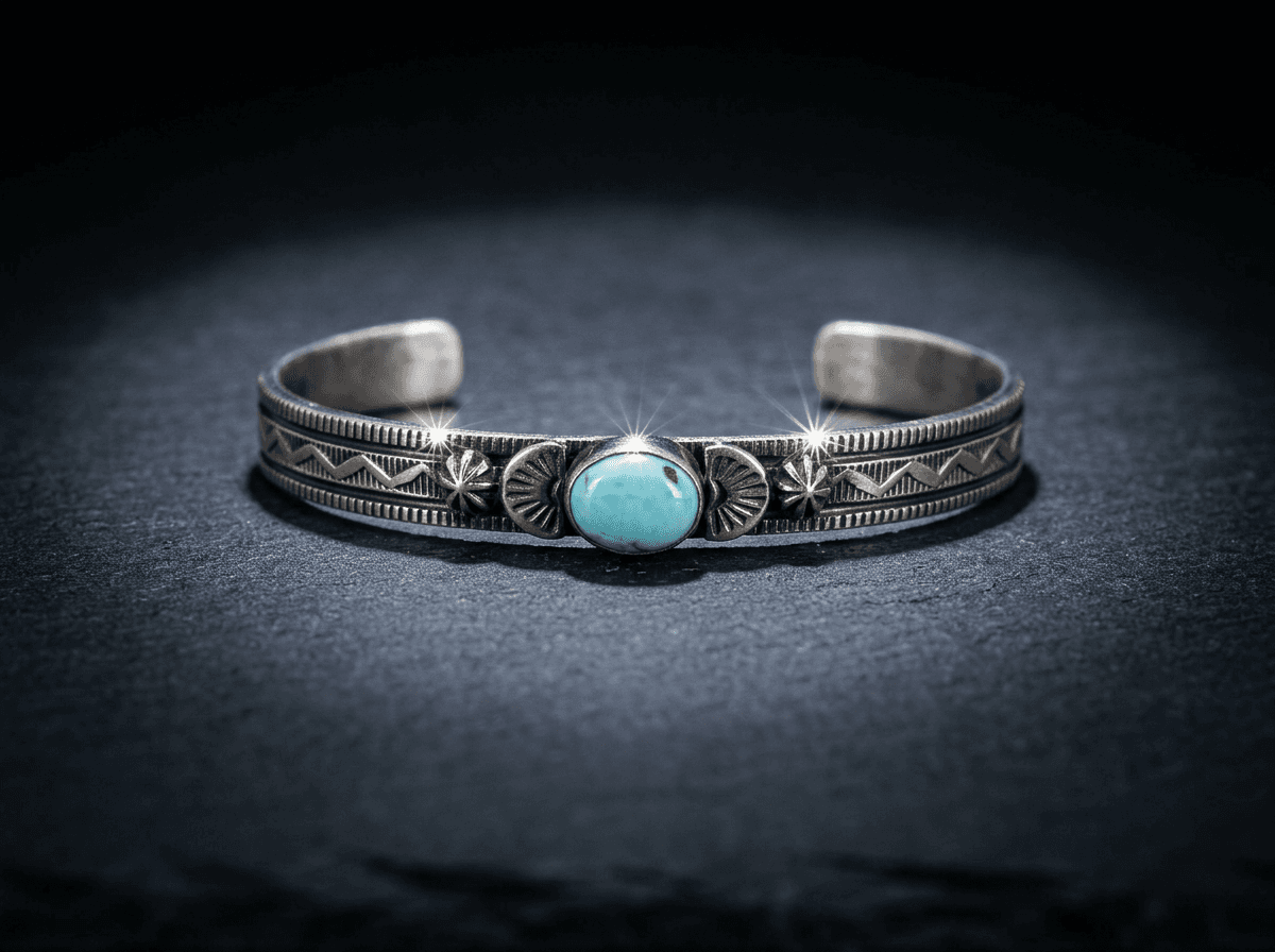 Sterling Silver Golden Hills Turquoise Bracelet - Size 7.5 #008 - image 1 of 1