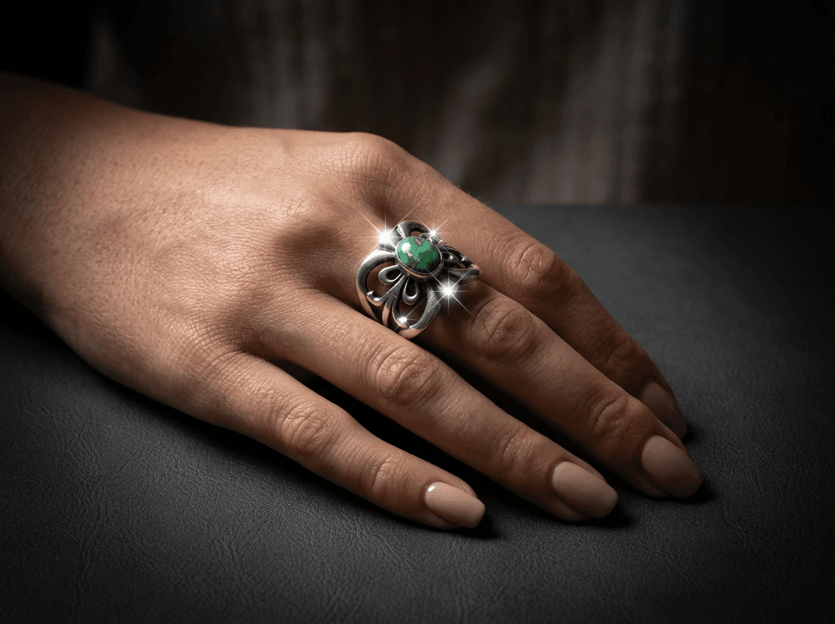 Sterling Silver Sonora Gold Turquoise Ring - Size 8.5 #008 - image 1 of 1