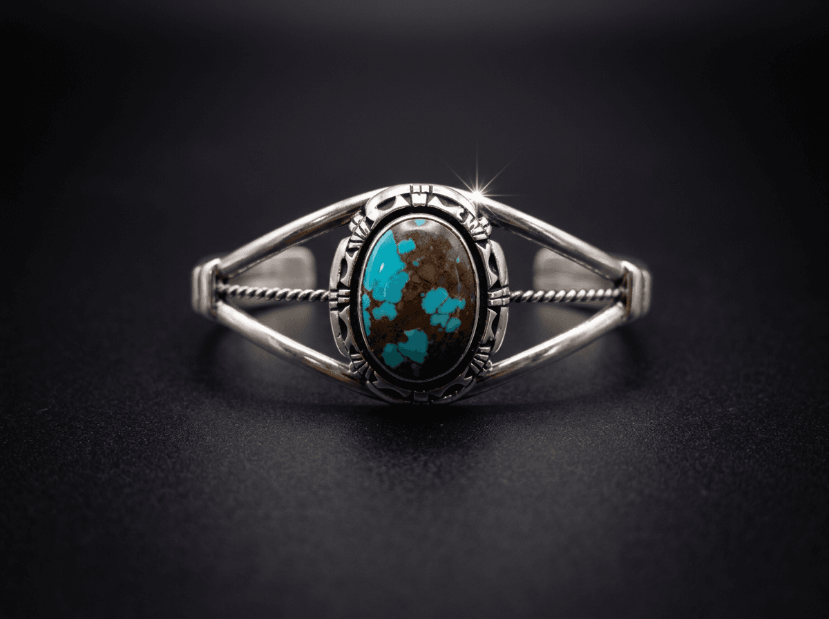 Sterling Silver Royston Turquoise Bracelet - Size 7 #010 - image 1 of 1