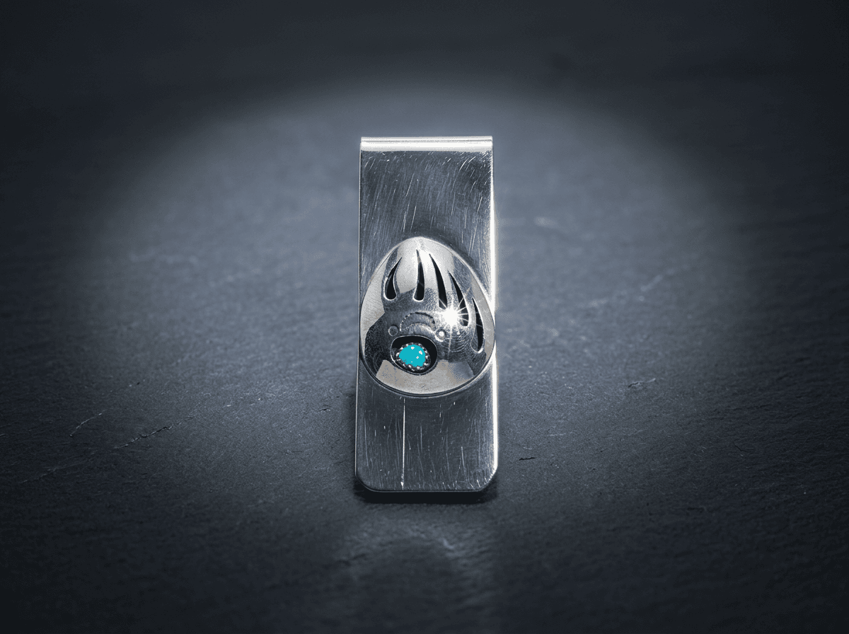 Stainless Steel & Sterling Silver Kingman Turquoise Money Clip #011 - image 1 of 1