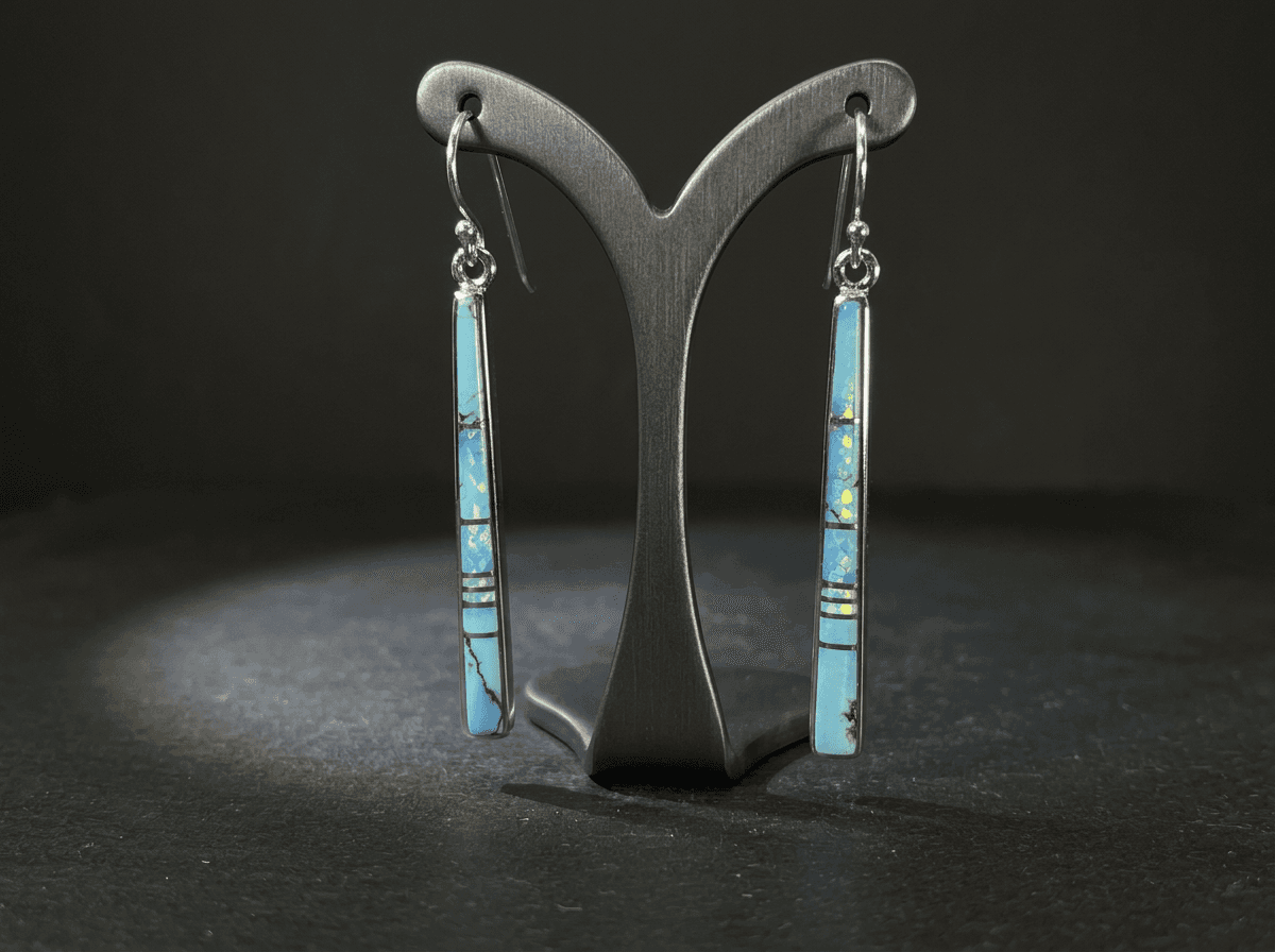 Sterling Silver Golden Hills Turquoise Earrings - Dangle #025 - image 1 of 1