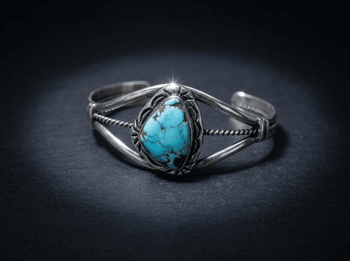 Sterling Silver Golden Hills Turquoise Bracelet - Size 7 #010 - image 1 of 1