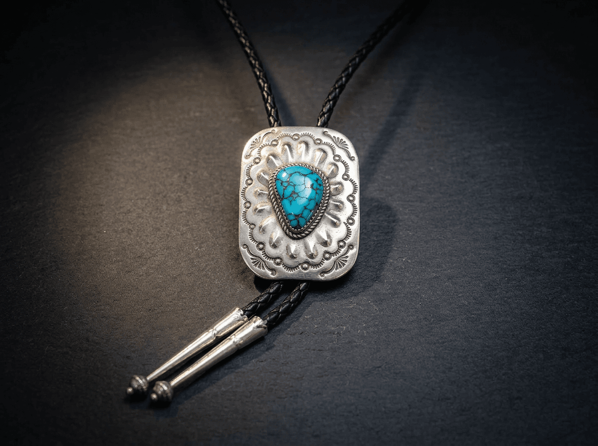 Sterling Silver Kingman Turquoise Bolo Tie - Adjustable #015 - image 1 of 1