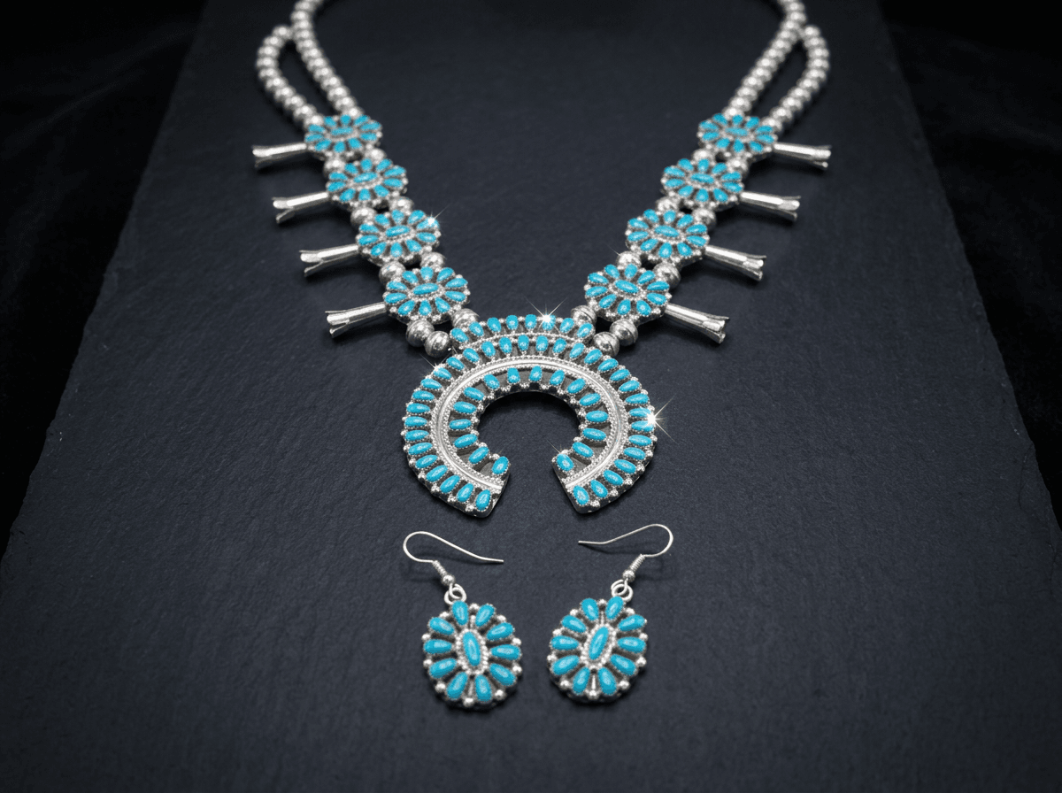 Reversable - Sterling Silver Kingman Turquoise & Coral Jewelry Set #022 - image 1 of 3