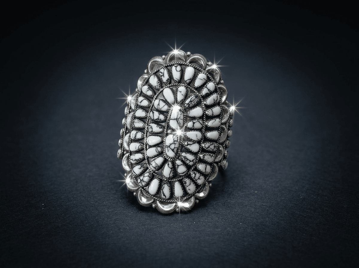 Sterling Silver White Buffalo Bracelet - Size 7 #002 - image 1 of 1