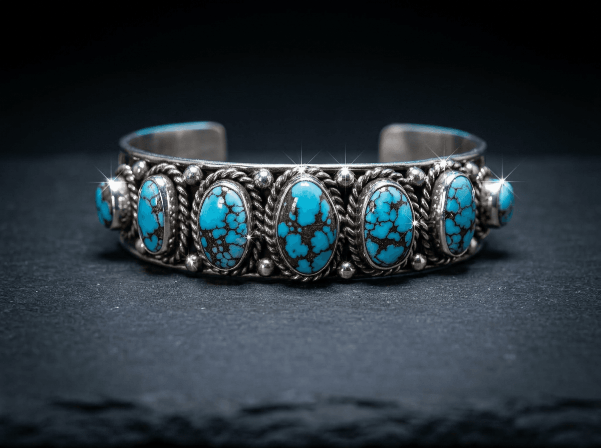 Sterling Silver Golden Hills Turquoise Bracelet - Size 7 #003 - image 1 of 1