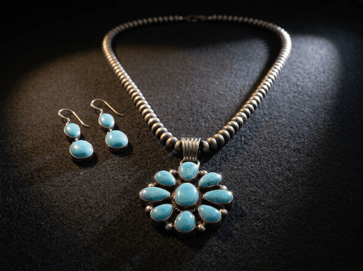 Sterling Silver Kingman Turquoise Jewelry Set #037 - image 1 of 1