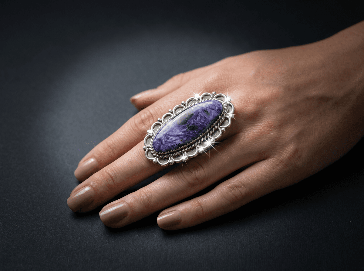 Sterling Silver Charoite Ring - Size 9 #003 - image 1 of 1