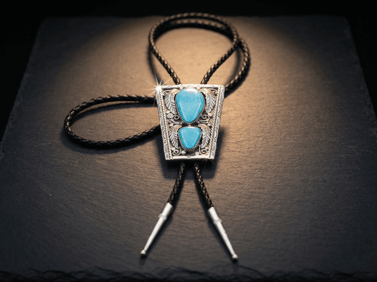 Sterling Silver Kingman Turquoise Bolo Tie - Adjustable #002 - image 1 of 1