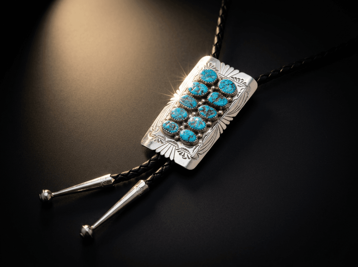 Sterling Silver Kingman Turquoise Bolo Tie - Adjustable #004 - image 1 of 1