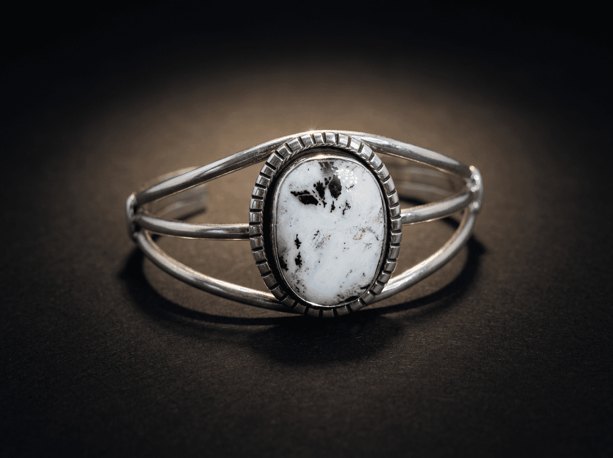 Sterling Silver White Buffalo Bracelet - Size 7 #026 - image 1 of 1