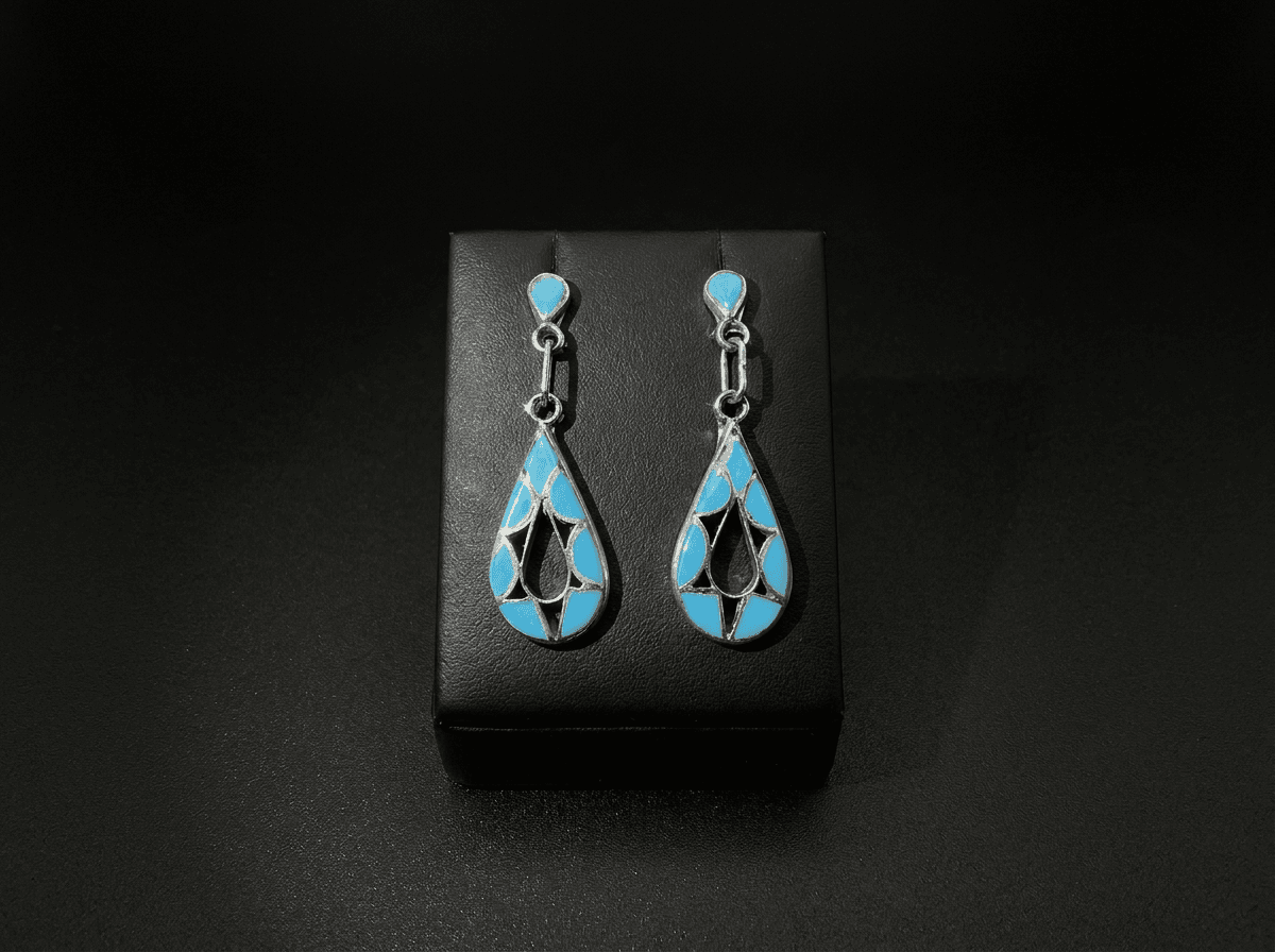 Zuni Kingman Turquoise Earrings β Humiovi Sedona